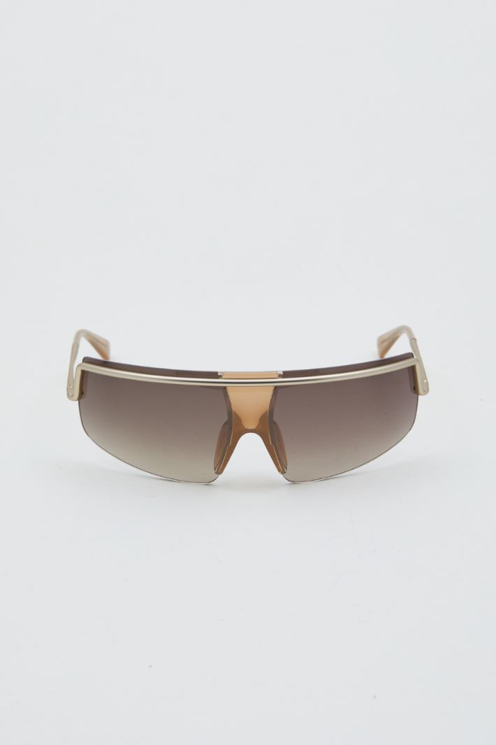 Occhiali da sole a mascherina - BEIGE ORO - Fashion Market