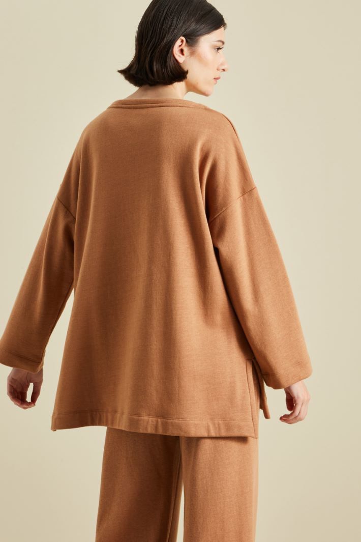 Felpa over in cotone e lino Fashion Market - 4