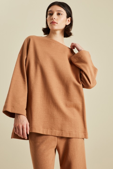 Felpa over in cotone e lino Fashion Market