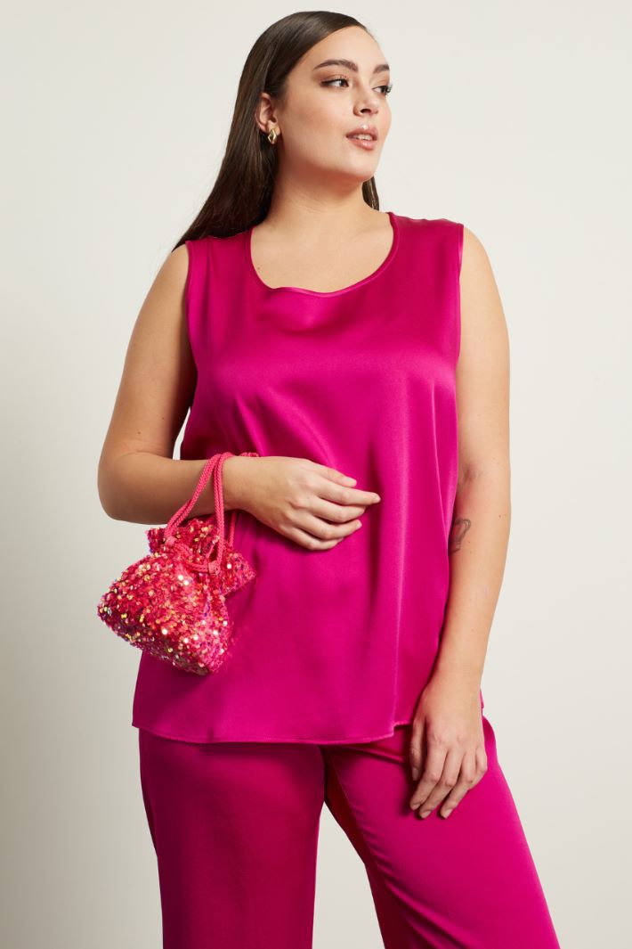 Top smanicato in raso Fashion Market - 2