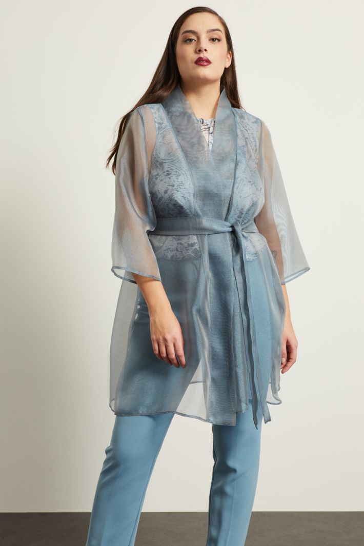 Spolverino in organza  - BLU ACCIAIO - Fashion Market - 2