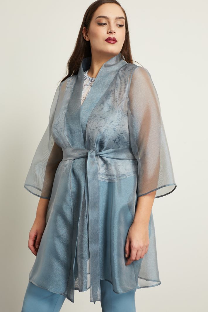 Spolverino in organza  - BLU ACCIAIO - Fashion Market - 3
