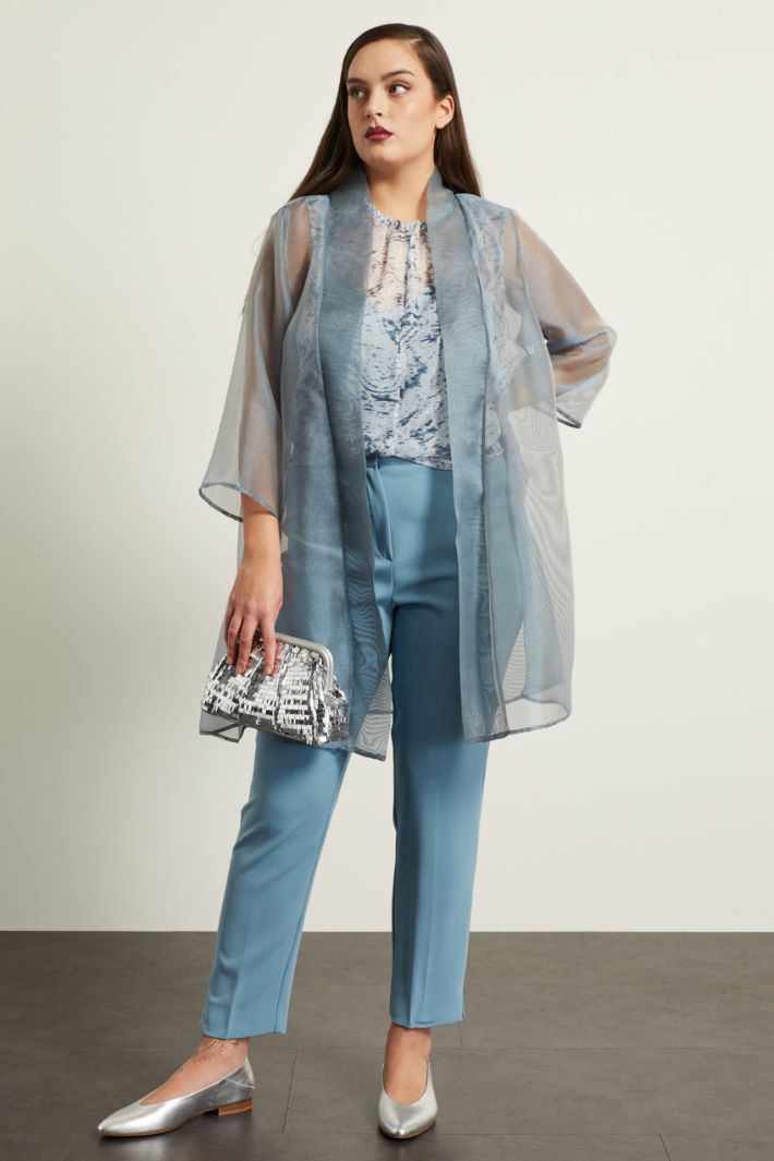 Spolverino in organza  - BLU ACCIAIO - Fashion Market