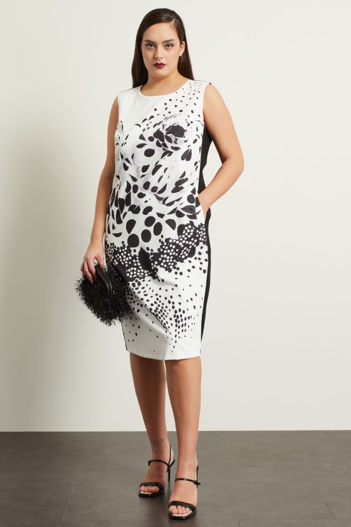 Tubino in cady stampato  - NERO BIANCO - Fashion Market