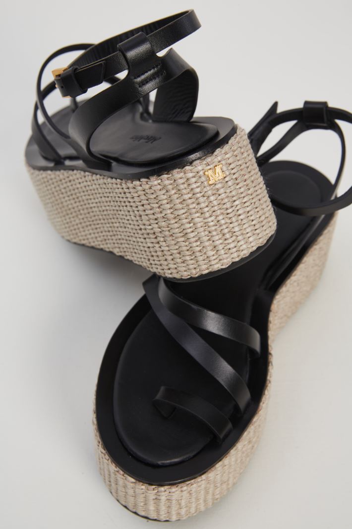 Sandali con zeppa in rafia - NERO SABBIA - Fashion Market - 4