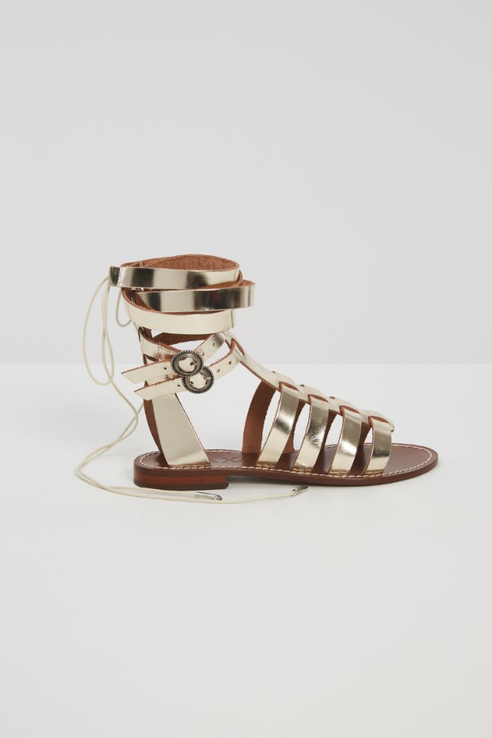 Sandali alla schiava in pelle - ORO - Fashion Market