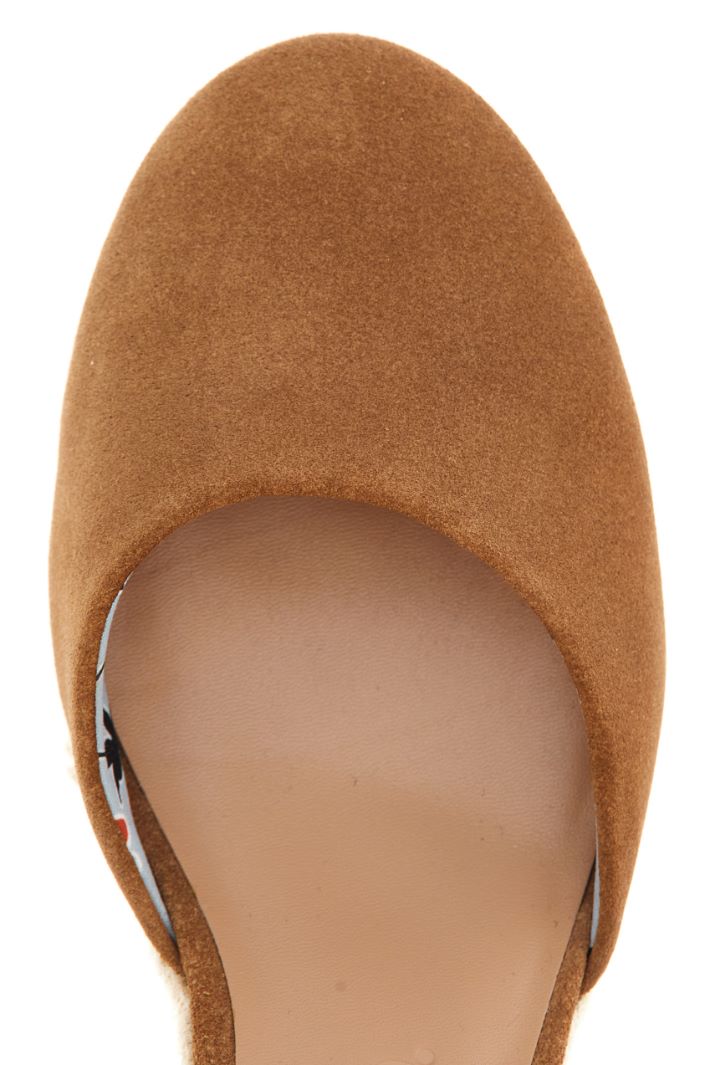 Zeppe in suede con nastri - TABACCO BEIGE - Fashion Market - 5