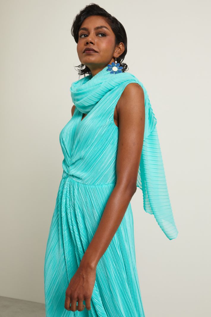Stola in garza plissé - TURCHESE - Fashion Market