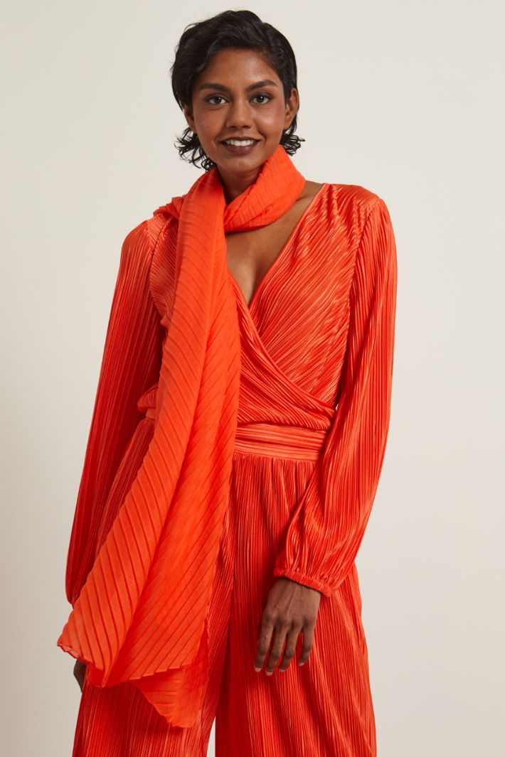 Stola in garza plissé - ARANCIONE FIAMMA - Fashion Market