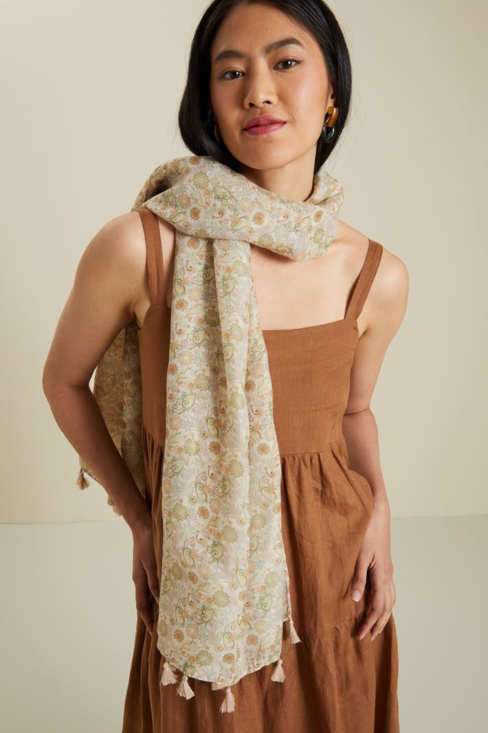Sciarpa con nappine - NOCCIOLA BEIGE VERDE - Fashion Market - 2