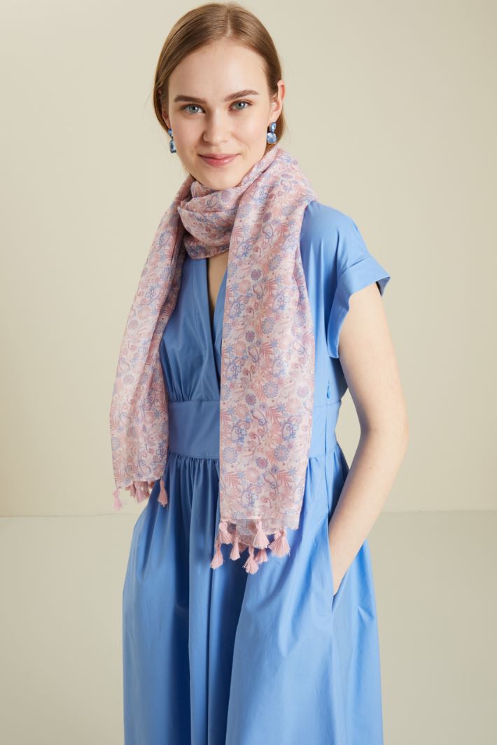 Sciarpa con nappine - ROSA BLU - Fashion Market - 2