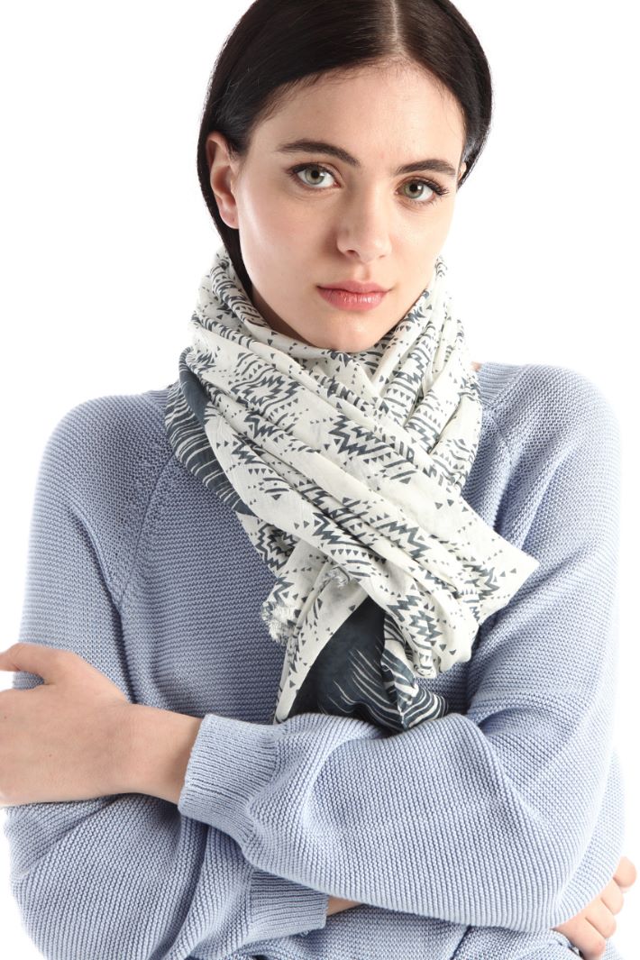 Stola in cotone a fantasia - BLU NOTTE BIANCO - Fashion Market - 2