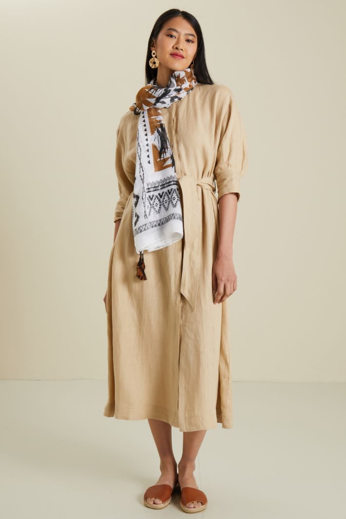 Sciarpa con nappine - BIANCO CAMMELLO NERO - Fashion Market - 2