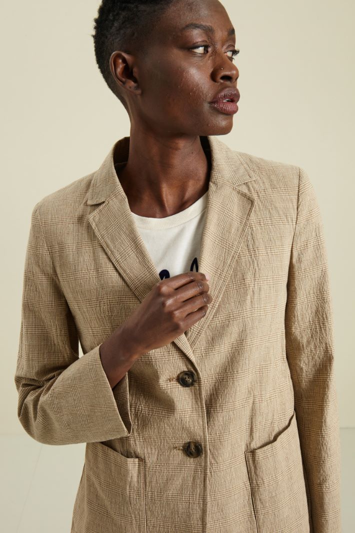 Blazer in cotone e lino - NOCCIOLA CAMMELLO - Fashion Market - 3