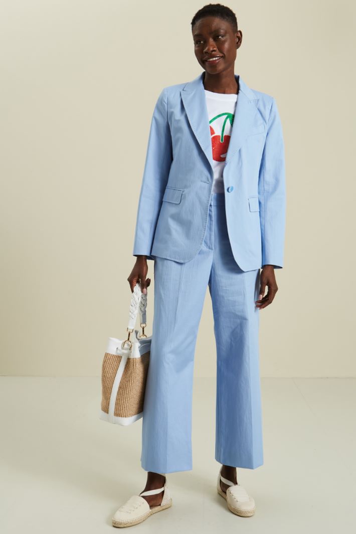 Blazer in gabardine - AZZURRO CIELO - Fashion Market
