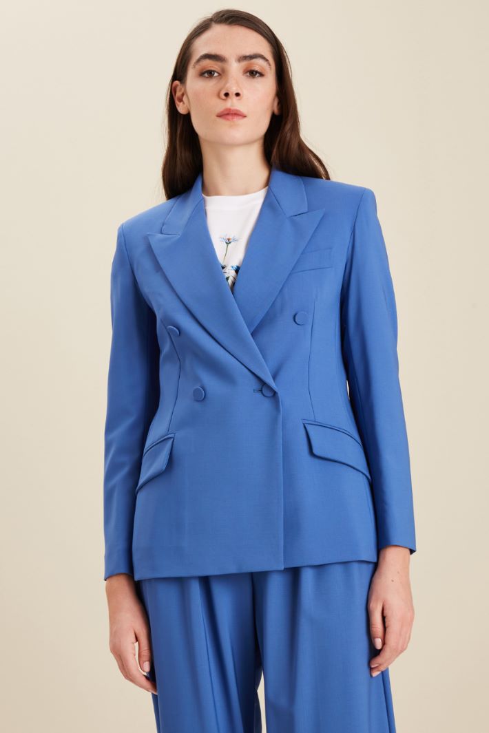 Blazer in tela di lana - BLU ACCIAIO - Fashion Market - 2