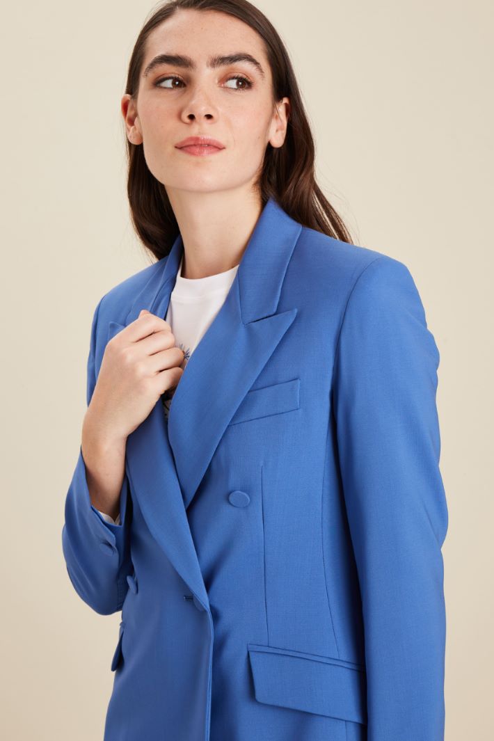 Blazer in tela di lana - BLU ACCIAIO - Fashion Market - 3