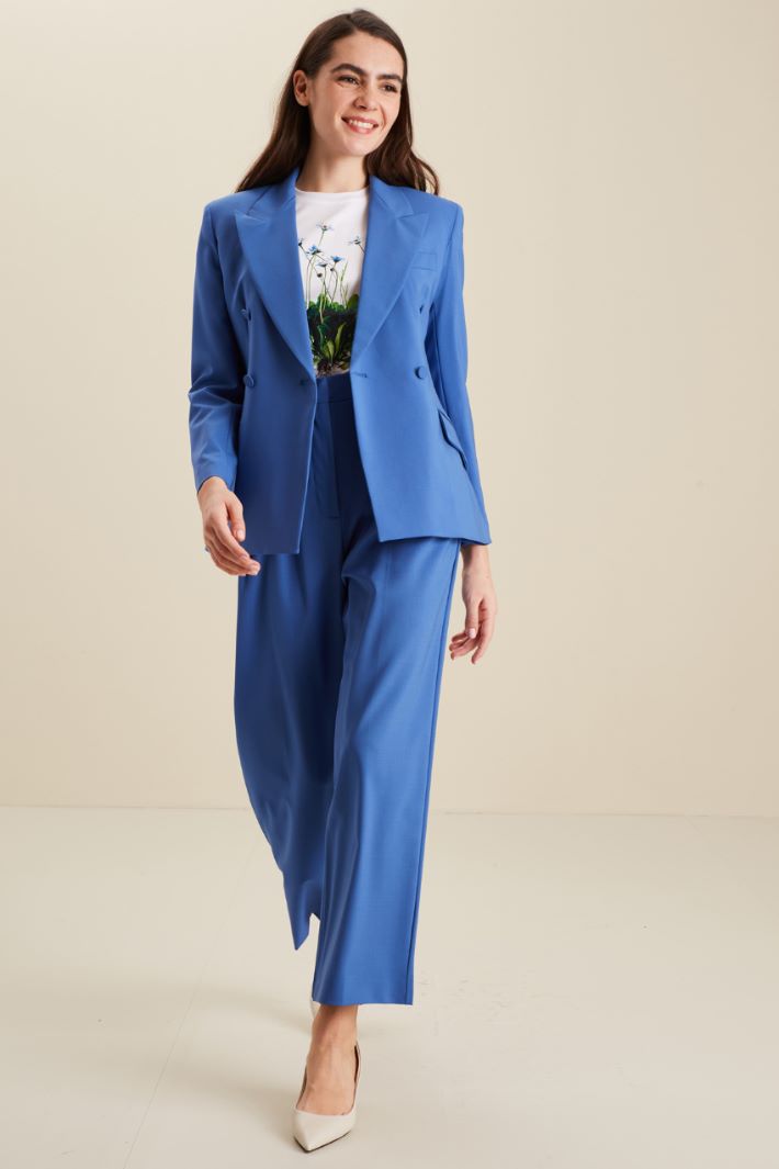 Blazer in tela di lana - BLU ACCIAIO - Fashion Market