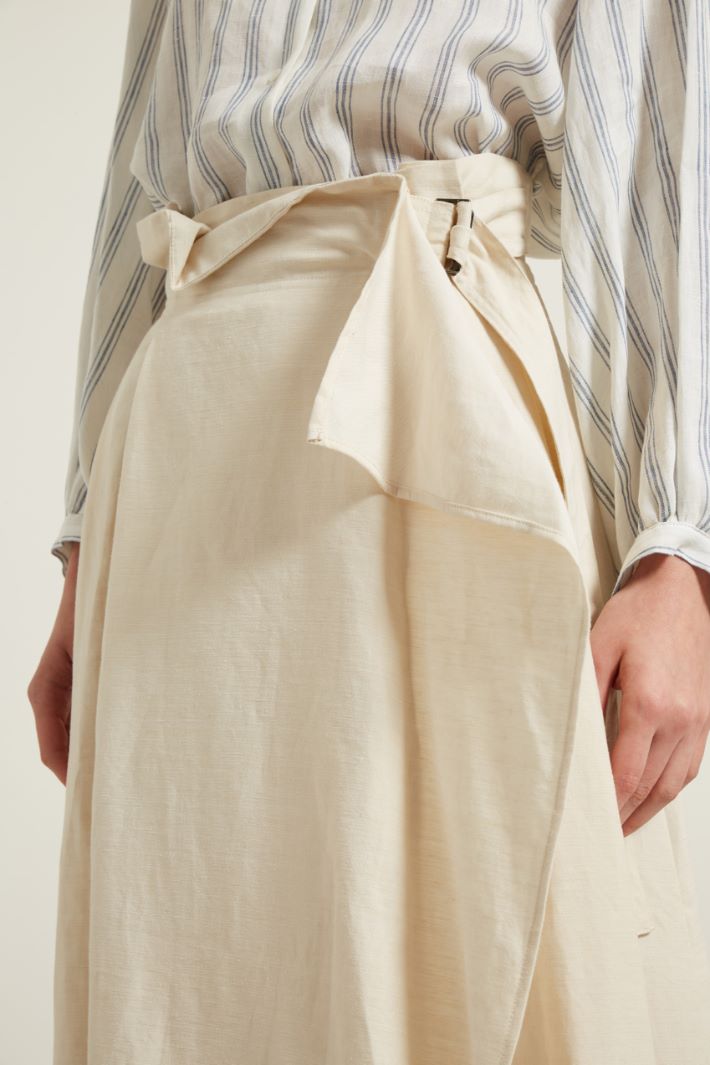 Gonna con frange al fondo - ECRU BLU - Fashion Market - 3