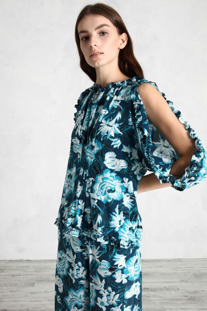 Blusa in crêpe di seta - BLU - Fashion Market - 2