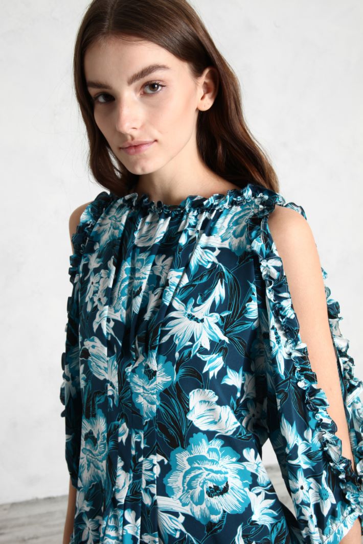 Blusa in crêpe di seta - BLU - Fashion Market - 3