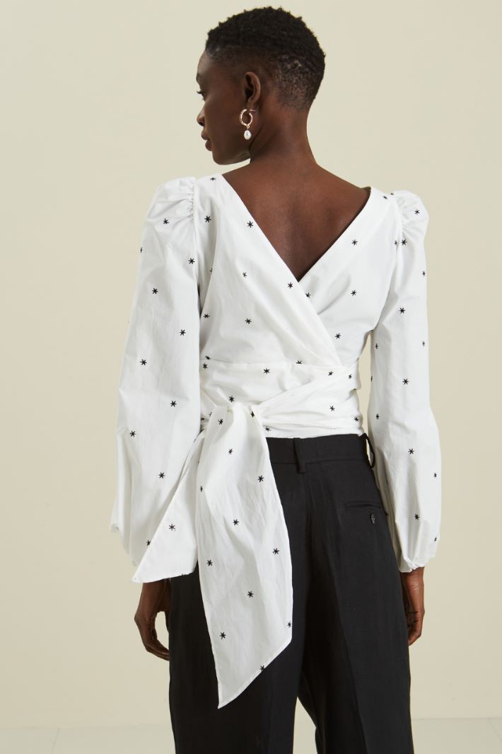 Casacca in popeline di cotone - BIANCO NERO - Fashion Market - 4