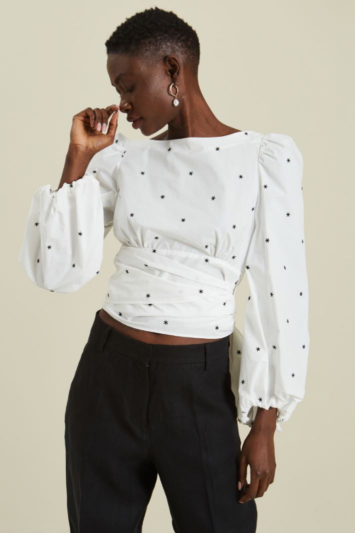 Casacca in popeline di cotone - BIANCO NERO - Fashion Market - 2