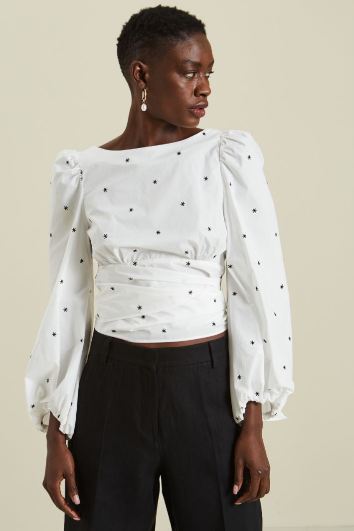Casacca in popeline di cotone - BIANCO NERO - Fashion Market - 3