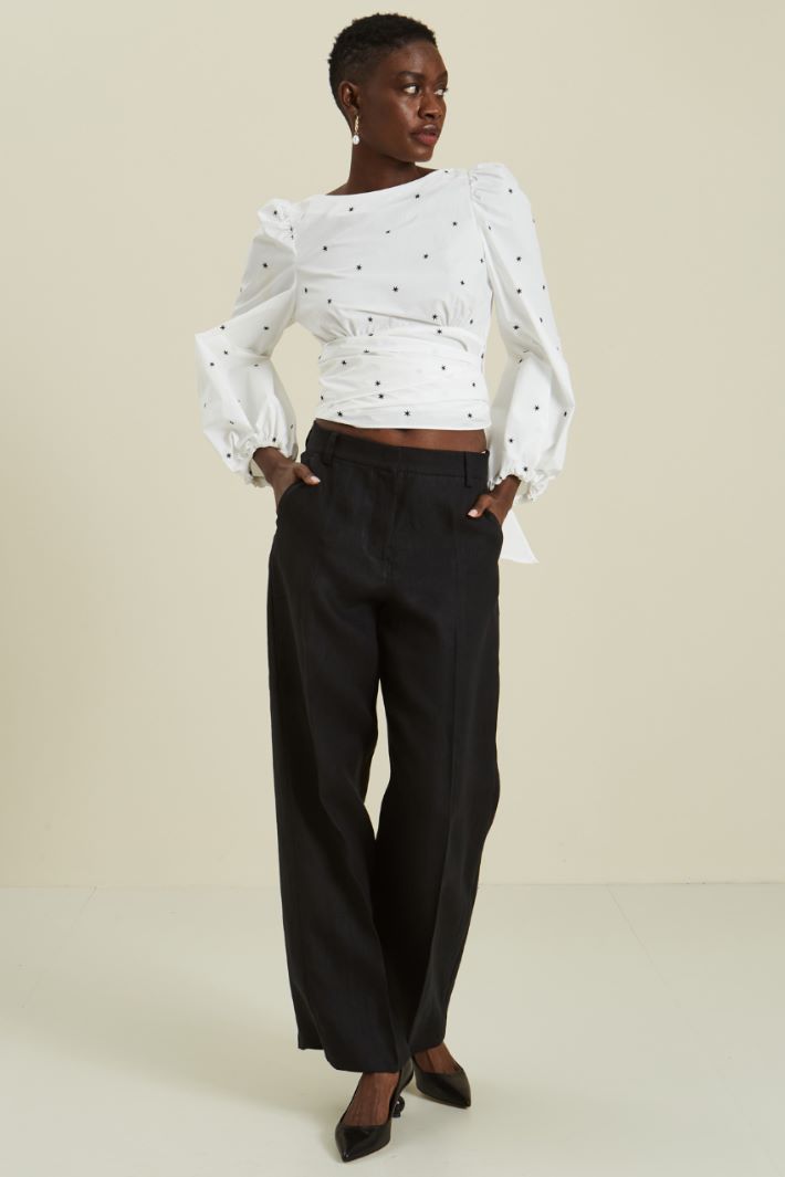 Casacca in popeline di cotone - BIANCO NERO - Fashion Market