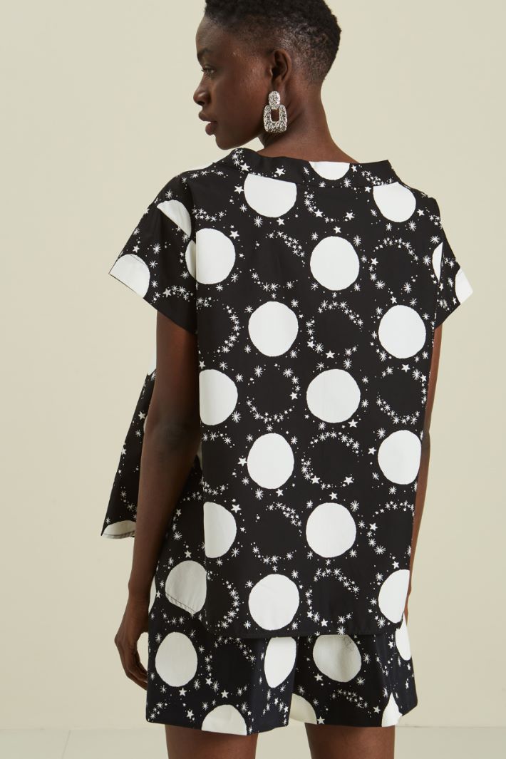 Casacca in popeline di cotone - NERO BIANCO - Fashion Market - 4