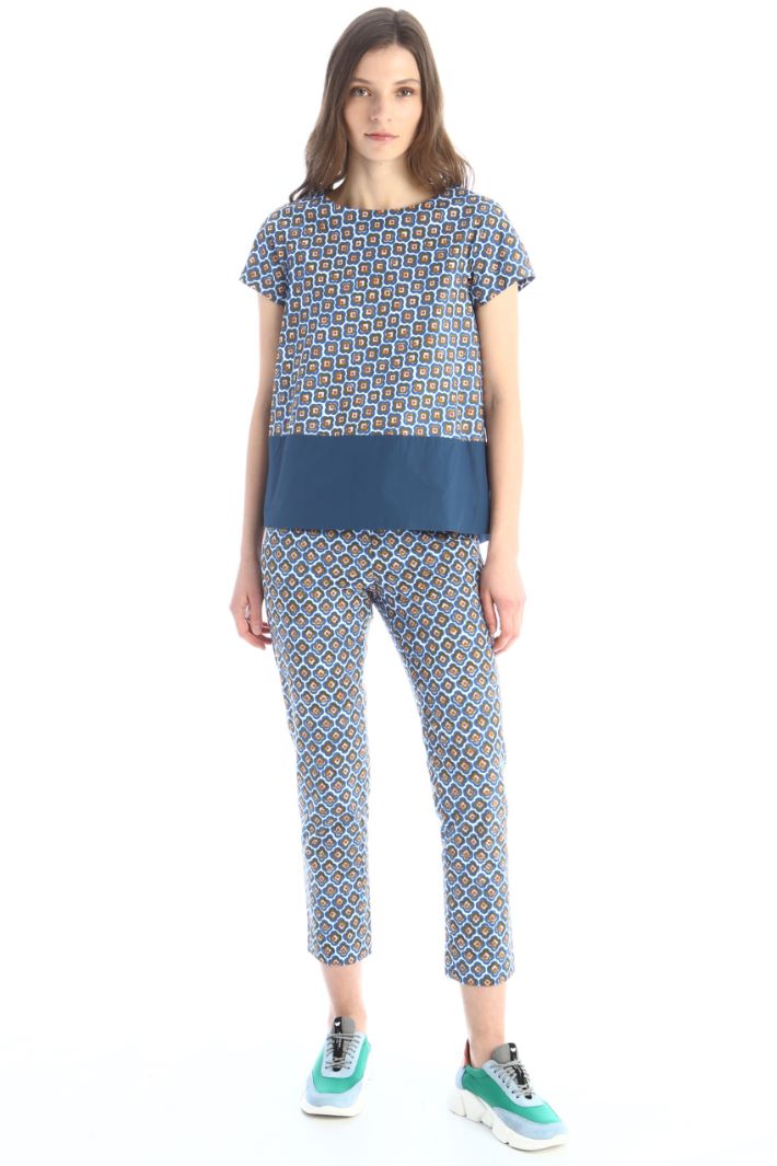 Casacca in popeline a fantasia - BLU SENAPE - Fashion Market