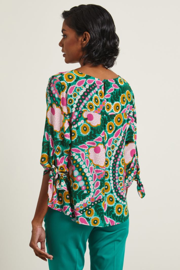 Blusa con maniche a tre quarti - VERDE ROSA OCRA - Fashion Market - 4