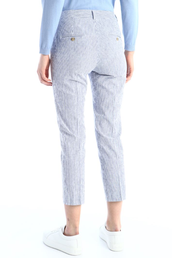 Pantaloni in seersucker - AZZURRO BIANCO - Fashion Market - 4