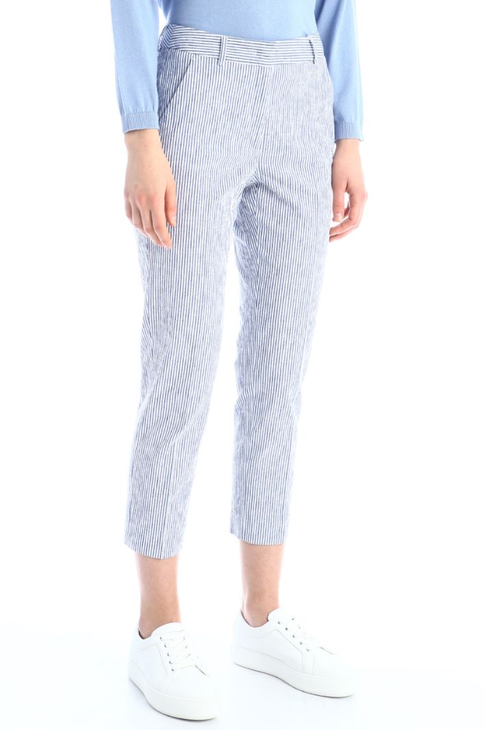 Pantaloni in seersucker - AZZURRO BIANCO - Fashion Market - 2
