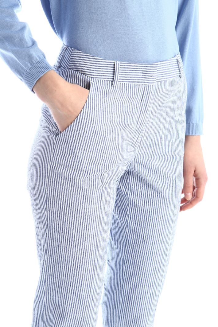 Pantaloni in seersucker - AZZURRO BIANCO - Fashion Market - 3
