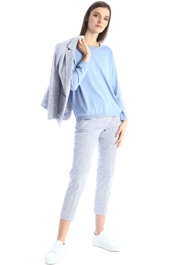 Pantaloni in seersucker - AZZURRO BIANCO - Fashion Market