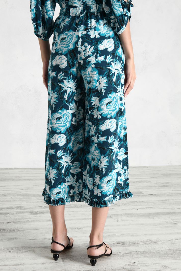 Pantaloni in crêpe di seta - BLU AZZURRO - Fashion Market - 4