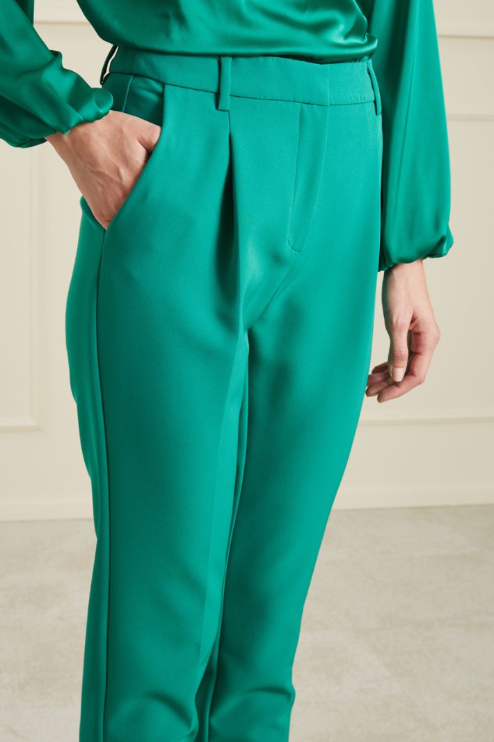 Pantaloni in cady - VERDE SMERALDO - Fashion Market - 3