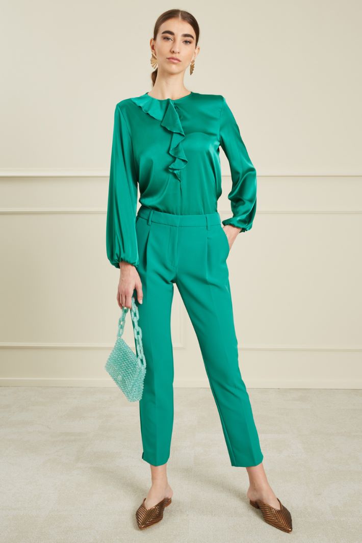 Pantaloni in cady - VERDE SMERALDO - Fashion Market