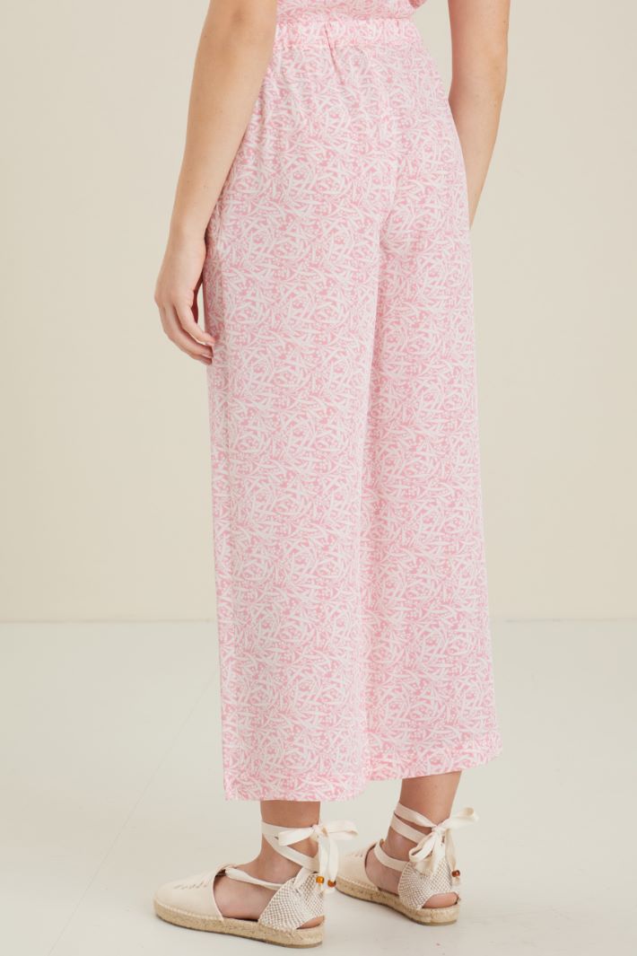 Pantaloni in crèpe di seta - ROSA BIANCO - Fashion Market - 4