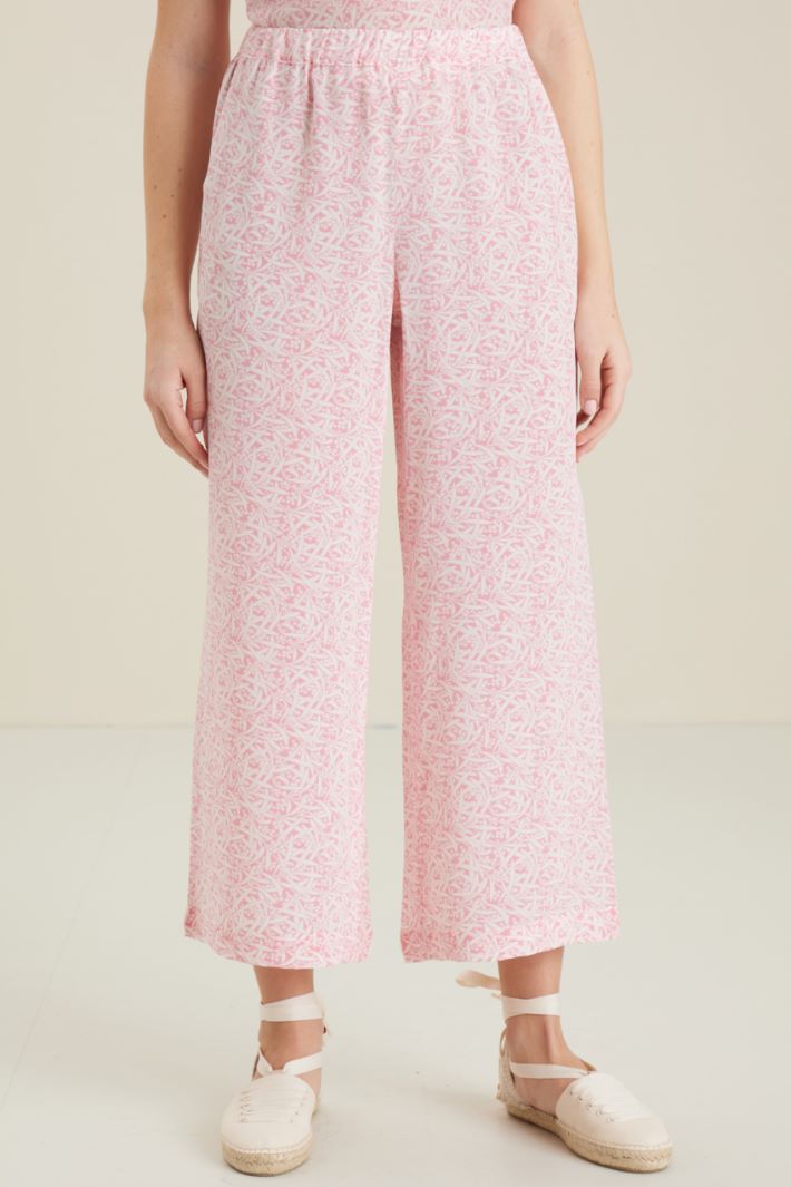 Pantaloni in crèpe di seta - ROSA BIANCO - Fashion Market - 2