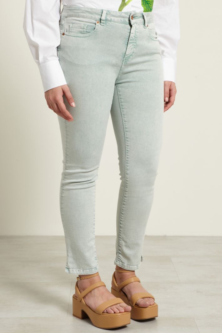 Pantaloni slim con spacchetti - SALVIA - Fashion Market - 2