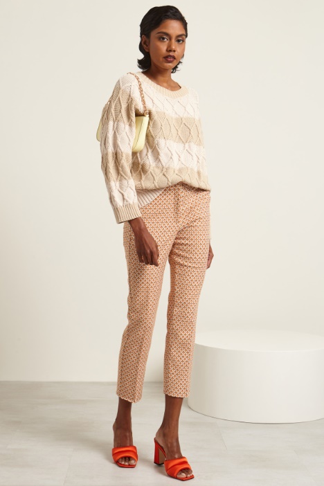 Pantaloni jacquard con piega stirata Fashion Market