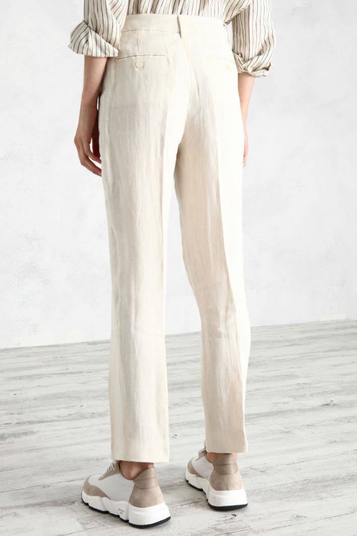 Pantaloni in canvas di lino - AVORIO - Fashion Market - 4