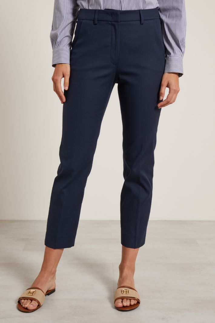 Pantaloni a sigaretta in piquet - BLU NOTTE - Fashion Market - 2