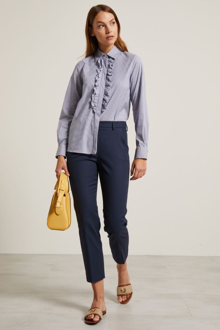 Pantaloni a sigaretta in piquet - BLU NOTTE - Fashion Market