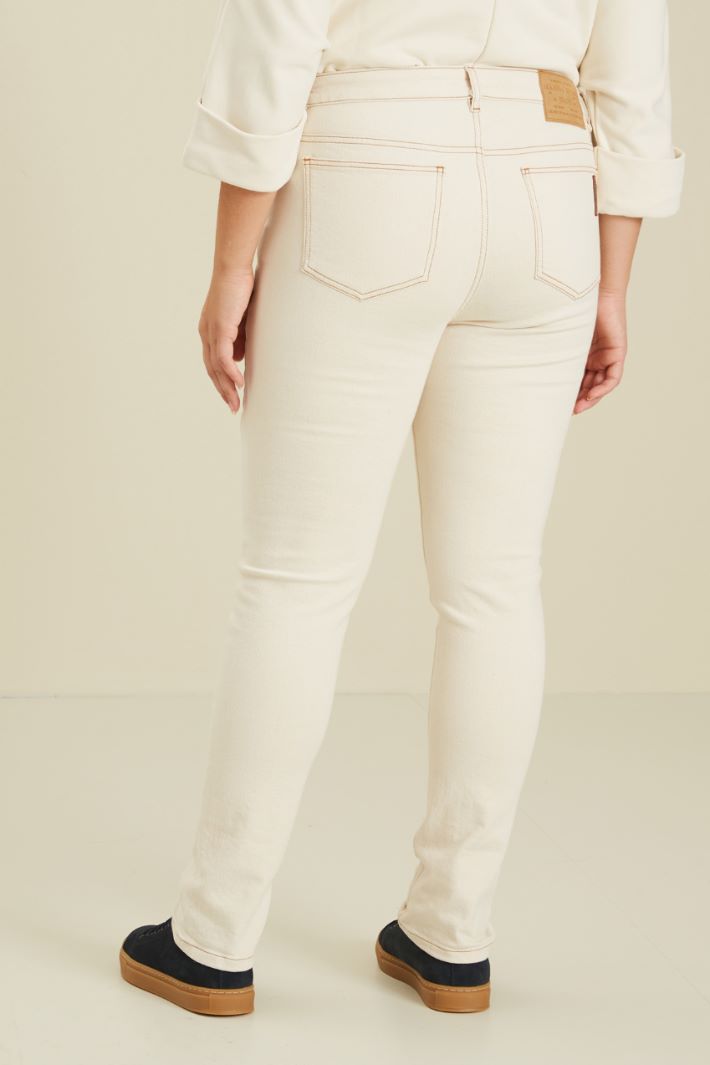 Pantaloni in bull di cotone - ECRU - Fashion Market - 4