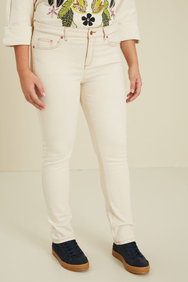 Pantaloni in bull di cotone - ECRU - Fashion Market - 2