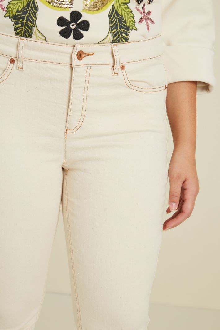 Pantaloni in bull di cotone - ECRU - Fashion Market - 3