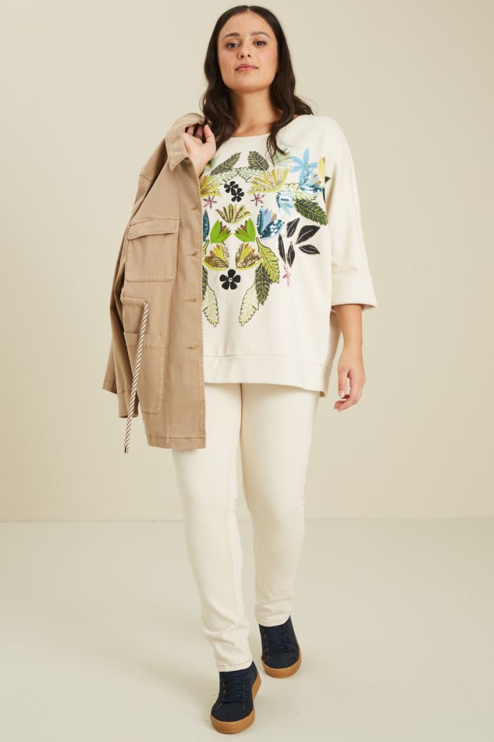 Pantaloni in bull di cotone - ECRU - Fashion Market